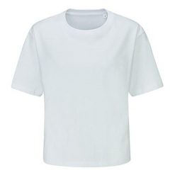 T-shirt Damski Ciężkiej Grubości Cropped. Białe t-shirty MANTIS, bez wzorów, bez kołnierzyka, bez ramiączek. Za 64.99 zł.