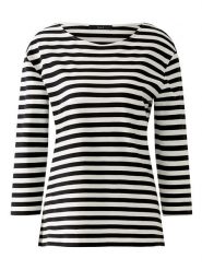 Oui Koszulka w kolorze czarno-kremowym rozmiar: 44. Brązowe bluzki Oui, bez wzorów, bez kołnierzyka, bez ramiączek. Za 130.99 zł.