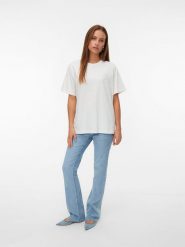 Vero Moda Koszulka w kolorze białym rozmiar: XS. Białe bluzki Vero Moda, xs, bez wzorów, z bawełny, bez kołnierzyka, bez ramiączek. Za 62.03 zł.