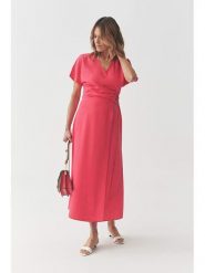 TATUUM Sukienka "Ziana" w kolorze koralowym rozmiar: 38. Czerwone sukienki Tatuum, bez wzorów, z tkaniny, bez kołnierzyka, bez ramiączek, midi. Za 195.06 zł.