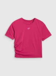 4F Crop-top do jogi i pilatesu szybkoschnący damski - niebieski M. Czarne koszulki sportowe 4f, bez wzorów, z elastanu, bez ramiączek, na jogę i pilates. Za 99.99 zł.
