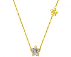 Naszyjnik z żółtego złota z diamentami - kwiaty - 0,05 ct - próba 585. Żółte naszyjniki Apart, z diamentem, złote. W wyprzedaży za 1,463.00 zł.