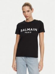 Balmain T-Shirt BF1EF005BB02 Czarny Regular Fit. Czarne t-shirty Balmain, s, bez wzorów, z bawełny, bez kołnierzyka, bez ramiączek. Za 1,659.00 zł.