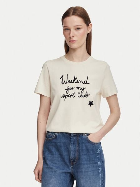 Weekend Max Mara T-Shirt Edison 2625976041 Kremowy Regular Fit. Białe t-shirty Weekend Max Mara, s, bez wzorów, z bawełny, bez kołnierzyka, bez ramiączek. Za 444.99 zł.
