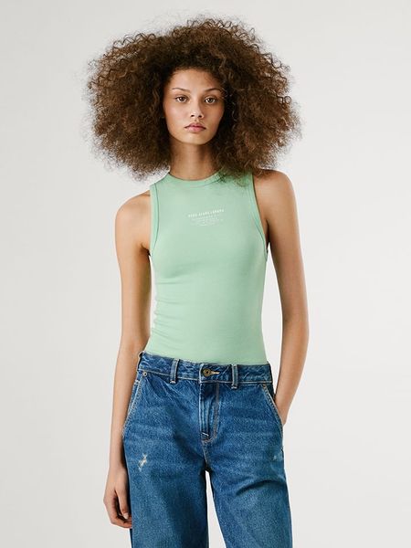 Pepe Jeans Top "Viv" w kolorze jasnozielonym rozmiar: S. Zielone topy Pepe Jeans, s, bez wzorów, z jeansu, bez kołnierzyka, bez ramiączek. Za 78.66 zł.
