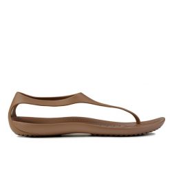 Sandały japonki damskie sportowe Crocs Sexi Flip Wmns. Brązowe klapki Crocs, bez wzorów, z materiału, bez obcasa. Za 189.00 zł.