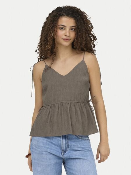 ONLY Top Nele 15370325 Beżowy ciemny Regular Fit. Brązowe topy Only, l, bez wzorów, z wiskozy, bez kołnierzyka, bez ramiączek. Za 149.99 zł.
