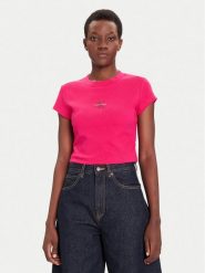 Calvin Klein Jeans T-Shirt LV047AB802 Różowy Regular Fit. Czerwone t-shirty Calvin Klein Jeans, xxs, bez wzorów, z bawełny, bez kołnierzyka, bez ramiączek. Za 189.99 zł.