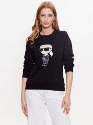 KARL LAGERFELD Bluza Ikonik 2.0 230W1800 Czarny Regular Fit. Czarne bluzy KARL LAGERFELD, xs, bez wzorów, z bawełny, bez kaptura. Za 409.99 zł.