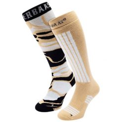 Skarpety narciarskie - Damskie - 2 pary - Warm Sand. Brązowe skarpety POEDERBAAS, bez wzorów, z elastanu. Za 177.72 zł.