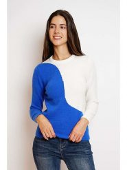 William de Faye Sweter w kolorze niebiesko-białym rozmiar: 42. Niebieskie swetry William de Faye, bez wzorów, z kaszmiru, bez ramiączek. Za 130.99 zł.