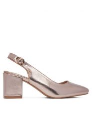 Clara Barson Sandały WS23070-01 Złoty. Żółte sandały Clara Barson, bez wzorów, ze skóry, bez obcasa, na słupku, bez zapięcia. Za 129.99 zł.
