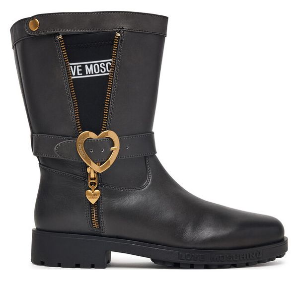 Botki LOVE MOSCHINO. Czarne botki Love Moschino, bez wzorów, bez obcasa, na płaskiej podeszwie, bez zapięcia. Za 1,299.00 zł.