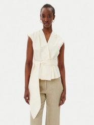 Marella Bluzka Bronzo 2513161072200 Écru Slim Fit. Bluzki Marella, bez wzorów, z bawełny, bez kołnierzyka, bez ramiączek. Za 609.99 zł.