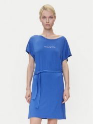 Emporio Armani Sukienka codzienna EW000783 AF12192 UA012 Niebieski Regular Fit. Niebieskie sukienki Emporio Armani, na co dzień, xl, bez wzorów, z wiskozy, bez kołnierzyka, bez ramiączek, proste. Za 259.99 zł.