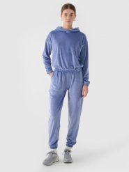 4F Spodnie dresowe z weluru damskie - granatowe XL. Niebieskie spodnie dresowe 4f, l, bez wzorów, z dresówki. W wyprzedaży za 79.99 zł.