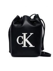 Calvin Klein Torebka Bold Ck Mini Bucket Crossbody LV04F3870G Czarny. Czarne listonoszki Calvin Klein, bez wzorów, ze skóry, bez dodatków. Za 329.99 zł.