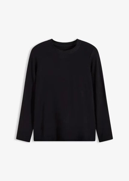 Lekka koszulka termiczna z długim rękawem. Czarne bluzki bonprix, bez wzorów, bez kołnierzyka, bez ramiączek. Za 77.99 zł.