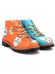 Goby Trzewiki w kolorze błękitno-pomarańczowym rozmiar: 42. Niebieskie półbuty sznurowane Goby, bez wzorów, eleganckie, bez obcasa, bez zapięcia. Za 304.99 zł.