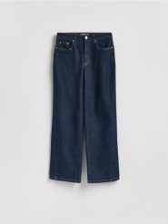 Jeansy wide leg z przeszyciem - indigo jeans. Niebieskie jeansy Reserved, bez wzorów. Za 199.99 zł.