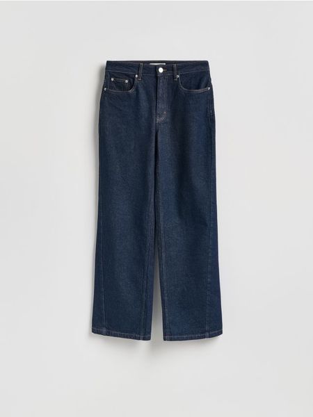 Jeansy wide leg z przeszyciem - indigo jeans. Niebieskie jeansy Reserved, bez wzorów. Za 199.99 zł.