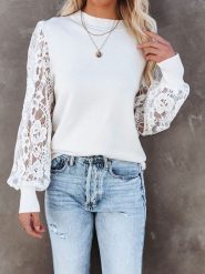 LA Angels Sweter w kolorze kremowym rozmiar: L. Brązowe swetry LA Angels, l, bez wzorów, z koronki, bez ramiączek. Za 144.95 zł.