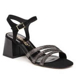 Sandały Karino. Czarne sandały Karino, bez wzorów, bez obcasa, na słupku, bez zapięcia. Za 239.99 zł.