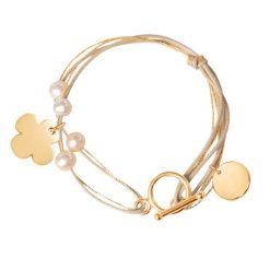 Bransoletka Dynastia. Żółte bransoletki Lilou, z perłą, pozłacane. Za 328.00 zł.