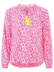 Zwillingsherz Bluzka "Colorful Leopard" w kolorze różowo-białym rozmiar: L/XL. Białe bluzki Zwillingsherz, l, z aplikacjami, z wiskozy, bez kołnierzyka, bez ramiączek. Za 87.40 zł.