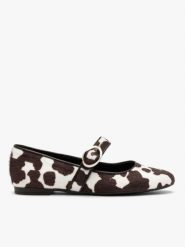 Baleriny damskie w krowie łaty. Brązowe baleriny Brawo sp. z o.o., bez wzorów, bez obcasa. Za 349.99 zł.