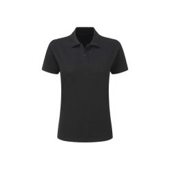 Damska Bawełniana Koszulka Polo Krótki Rękaw. Czarne koszulki polo SG, bez wzorów, z bawełny, bez ramiączek. Za 72.99 zł.