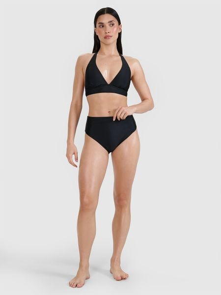 4F Dół od bikini damski - czarny XS. Czarne szorty 4f, bez wzorów, z elastanu, eleganckie, z podwyższonym stanem. Za 59.99 zł.