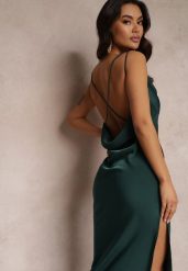 Zielona Sukienka Maxi z Odkrytymi Plecami z Rozcięciem na Dole Zirthi. Zielone sukienki Renee, na imprezę, na lato, l, bez wzorów, eleganckie, bez kołnierzyka, bez ramiączek, maxi, kopertowe. Za 69.99 zł.