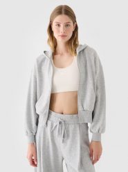 4F Bluza dresowa rozpinana z kapturem damska - szara M. Szare bluzy sportowe 4f, m, bez wzorów, z bawełny, z kapturem. W wyprzedaży za 79.99 zł.