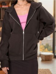 Rozpinana bluza z kapturem oversize - brązowy. Brązowe bluzy Sinsay, l, bez wzorów, z kapturem. Za 49.99 zł.