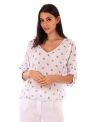 Lin Passion Lniana koszulka w kolorze białym rozmiar: 40/42. Białe bluzki Lin Passion, bez wzorów, ze lnu, klasyczne, bez kołnierzyka, bez ramiączek. Za 121.99 zł.