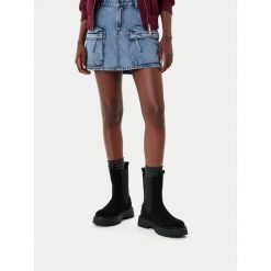 Sztyblety G-Star. Czarne botki G-Star, bez wzorów, bez obcasa, na płaskiej podeszwie, bez zapięcia. Za 479.99 zł.