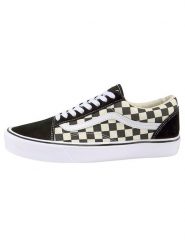 Vans Skórzane sneakersy "Checkerboard Old" w kolorze czarno-beżowym rozmiar: 38,5. Czarne trampki Vans, bez wzorów, z materiału, bez zapięcia. Za 215.71 zł.