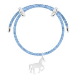 Błękitna bransoletka Liana z posrebrzaną zawieszką w kształcie konia. Niebieskie bransoletki Lilou, posrebrzane. Za 278.00 zł.
