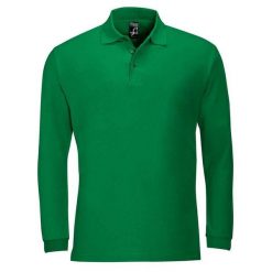 Koszulka Polo Z Długim Rękawem Dla Dorosłych Unisex Winter II. Zielone bluzki SOL'S, s, bez wzorów, casualowe, bez kołnierzyka, bez ramiączek. Za 107.99 zł.