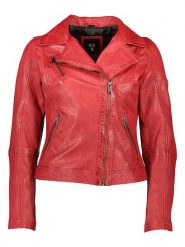 HIS Skórzana kurtka w kolorze czerwonym rozmiar: 44. Czerwone kurtki HIS, bez wzorów, ze skóry, bez kaptura. Za 618.95 zł.