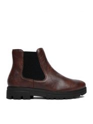 Rieker Botki CEO-43072-22 Brązowy. Brązowe botki Rieker, bez wzorów, ze skóry, bez obcasa, na płaskiej podeszwie, bez zapięcia. Za 369.99 zł.