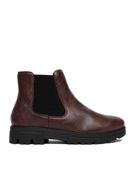 Rieker Botki CEO-43072-22 Brązowy. Brązowe botki Rieker, bez wzorów, ze skóry, bez obcasa, na płaskiej podeszwie, bez zapięcia. Za 369.99 zł.