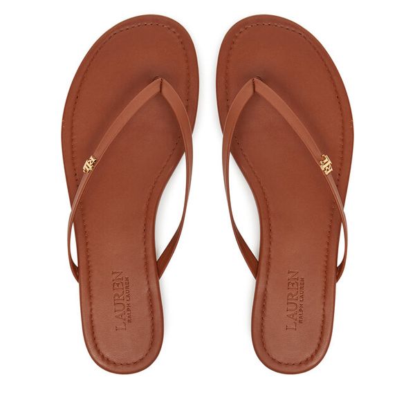 Japonki LAUREN RALPH LAUREN. Brązowe klapki Lauren Ralph Lauren, bez wzorów, bez obcasa. Za 279.99 zł.