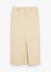 Spódnica z diagonalu z postrzępionym dołem. Brązowe spódnice bonprix, bez wzorów, eleganckie. Za 44.99 zł.