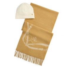 Zestaw szalik i czapka LAUREN RALPH LAUREN. Brązowe szaliki Lauren Ralph Lauren, bez wzorów. Za 819.99 zł.