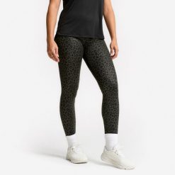 Legginsy fitness damskie Domyos w szarą panterkę. Szare legginsy DOMYOS, l, bez wzorów, z elastanu, z podwyższonym stanem. Za 69.99 zł.