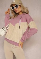 Ciemnoróżowa Bawełniana Bluza z Kapturem ze Ściągaczami i Polarem Eurynia. Czerwone bluzy Renee, bez wzorów, z bawełny, z kapturem. Za 84.99 zł.