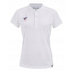 Koszulka polo tenisowa damska Tecnifibre Team Mesh Polo. Białe koszulki polo TECNIFIBRE, bez wzorów, z meshu, bez kołnierzyka, bez ramiączek. Za 275.00 zł.