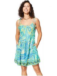 Aller Simplement Sukienka w kolorze niebiesko-zielonym rozmiar: 34-40. Niebieskie sukienki Aller Simplement, bez wzorów, bez kołnierzyka, bez ramiączek, mini. Za 56.99 zł.